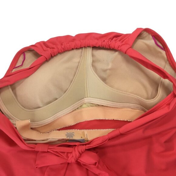 Athleta Kokomo Swim Dress Melon Size M Built in Bra Tie Halter 739779 High Neck - Picture 7 of 10